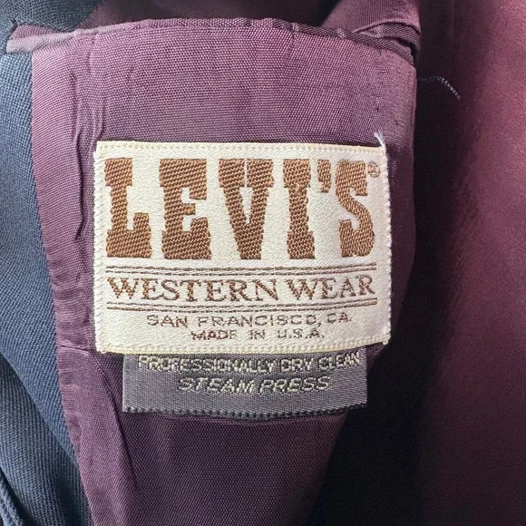 Levi's Western Wear Blazer Jacket‎ Men's Blue Single Breasted 2 Button